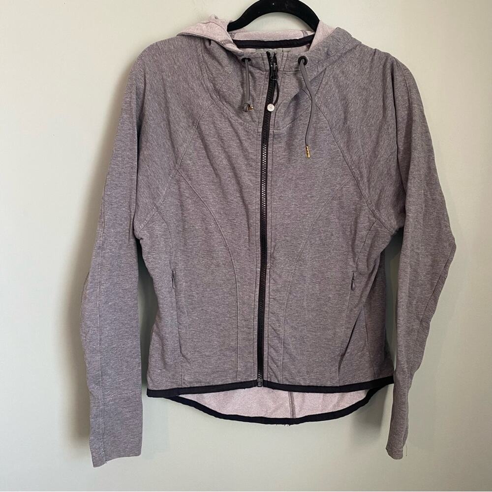 Athleta Zip Up Gray Running Sweatshirt Hoodie